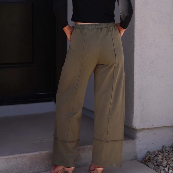 Magnolia Boutique Casual Wide Leg Camo Green drawstring Pants~ - Picture 4 of 6